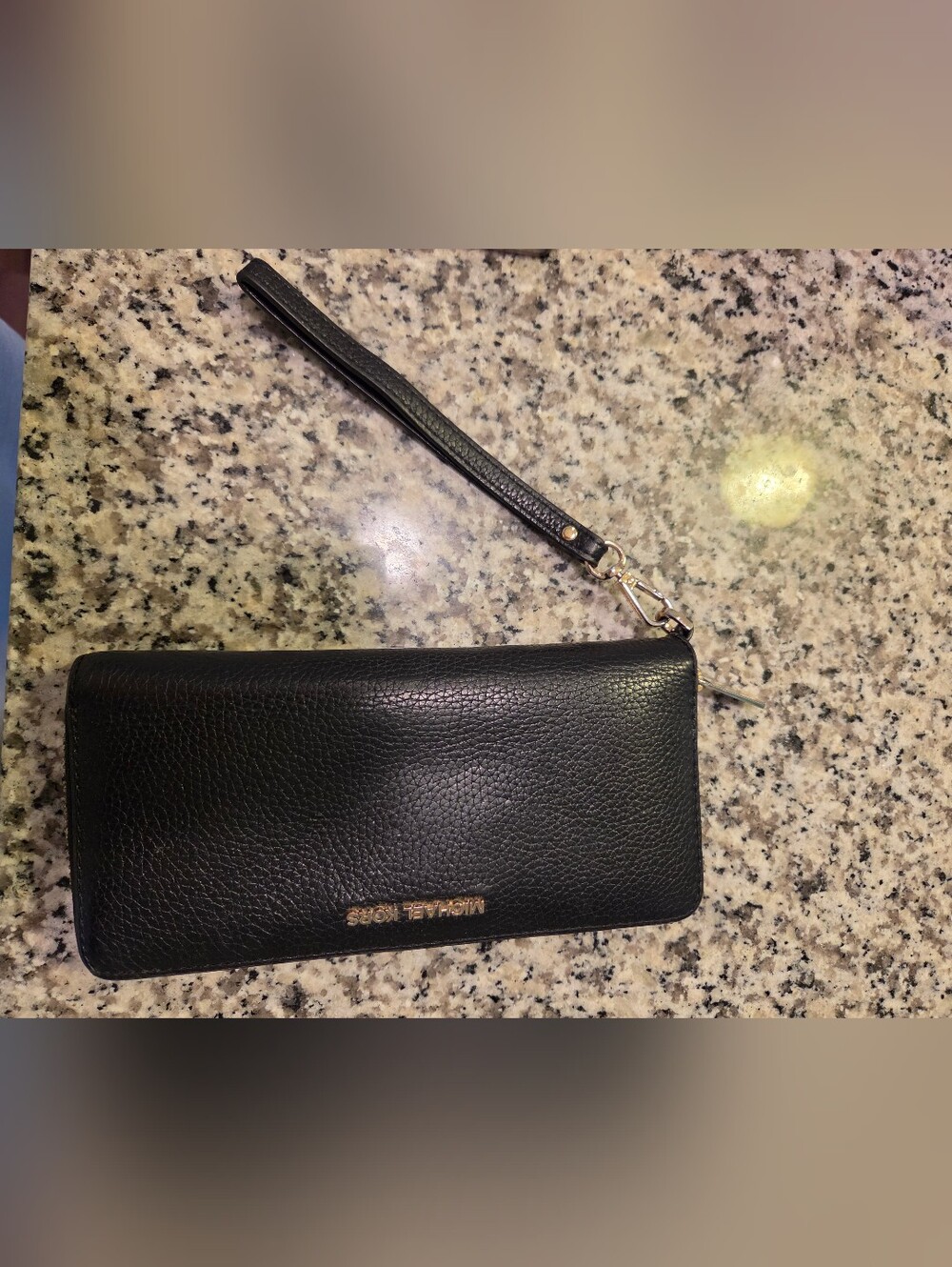 Michael Kors Black Leather Wristlet Wallet